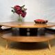 Mid-Century Modern Jual Havana Walnut Corner TV Stand Elegant Walnut Finish