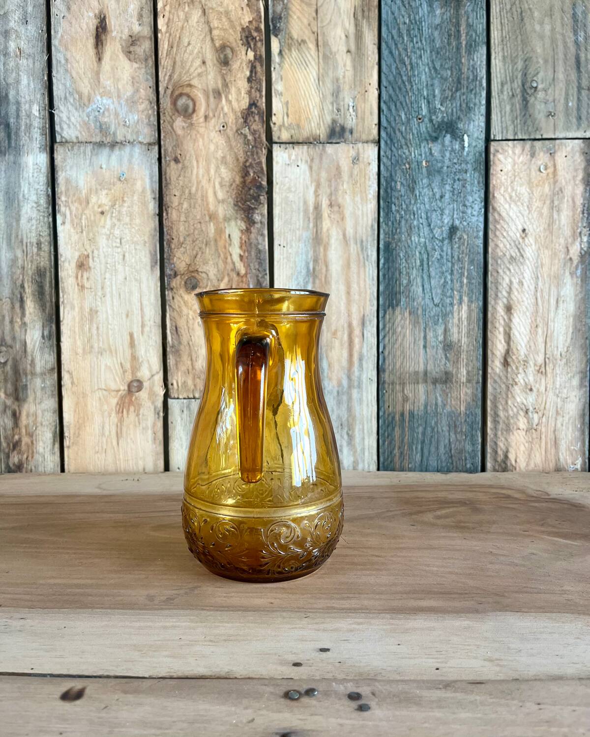 70s yellow glass pitcher
