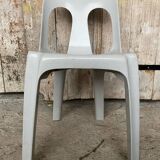 Antique chair stamp design henri massonnet plastic grey 80's vintage