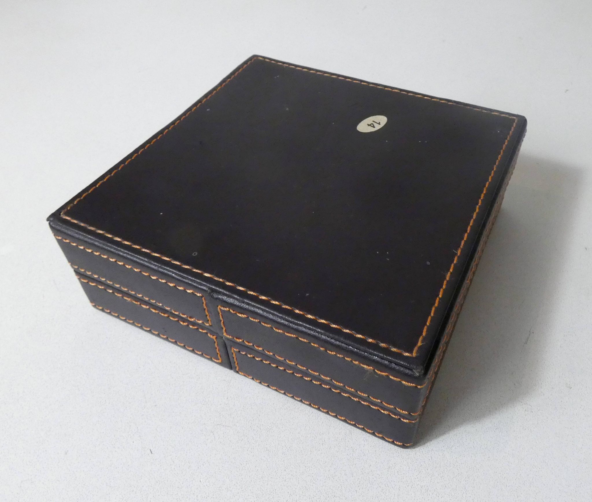 Coffret cendrier en verre et cuir vintage