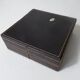 Vintage glass and leather ashtray box