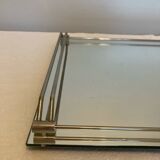Plateau miroir en laiton chromé année 50 60