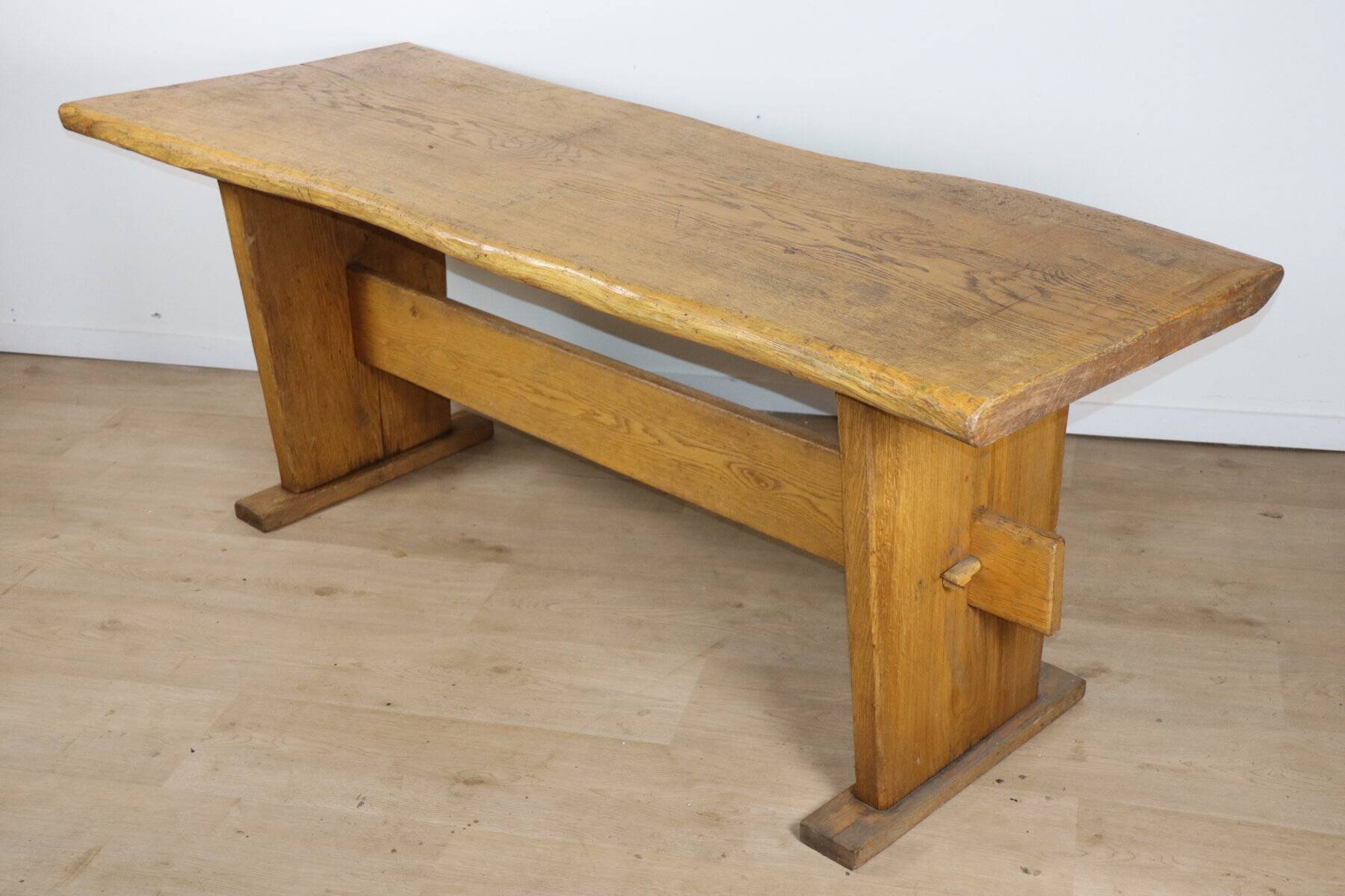Brutalist solid wood dining table - 1950s/60s