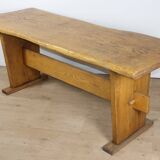 Brutalist solid wood dining table - 1950s/60s