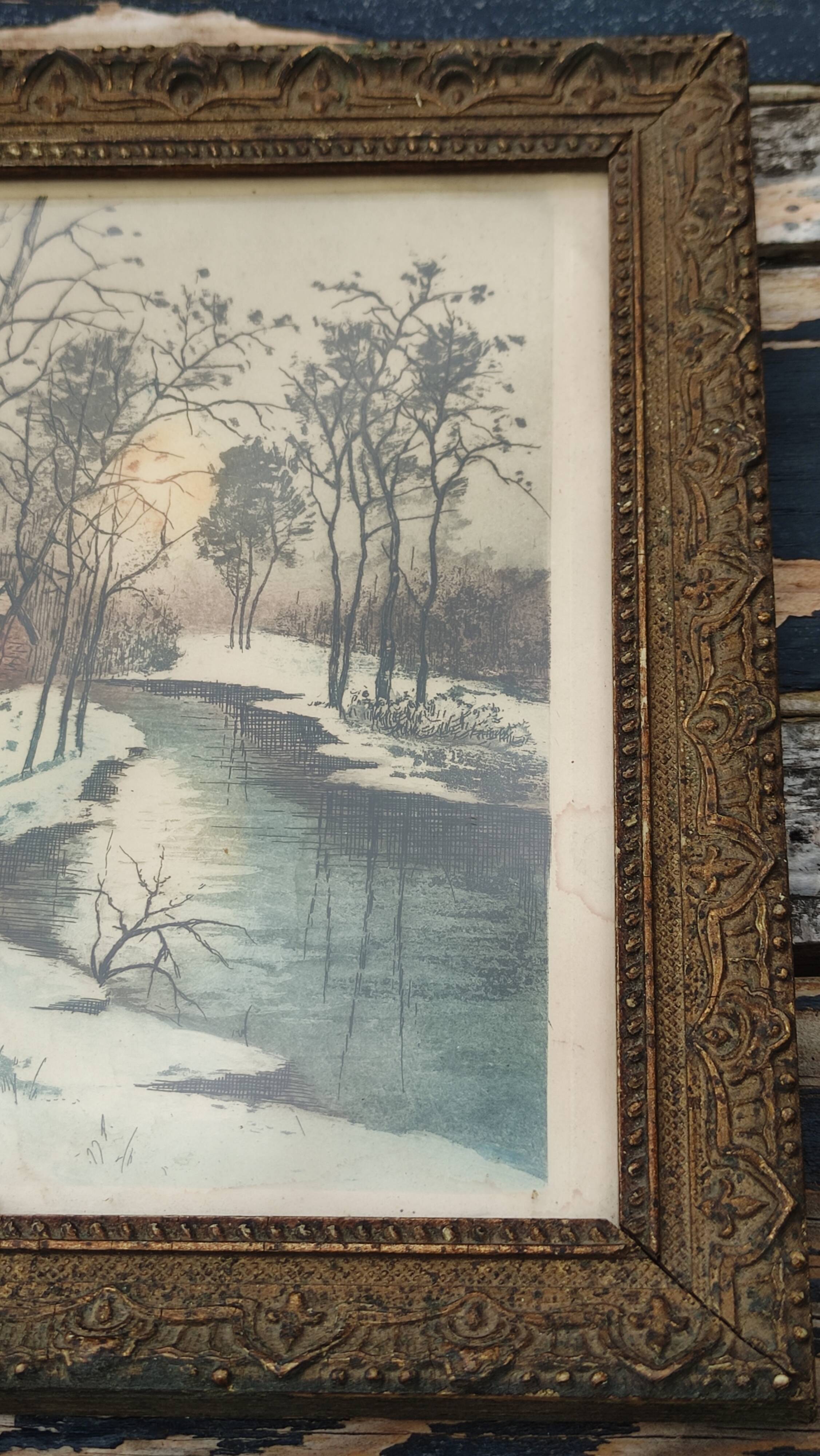 Old wooden frame of a watercolor