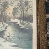 Old wooden frame of a watercolor