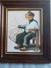 Original Swedish Oil on Canvas “Basket Weaving” Signed & Framed 27 × 33cm