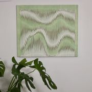 Textured wave effect painting by pleating in light green color. Contemporary. Ref Riviera
