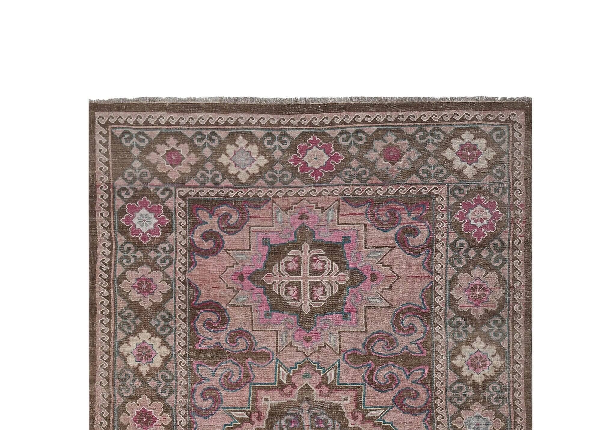 Vintage Turkish Oushak rug 216x391 cm