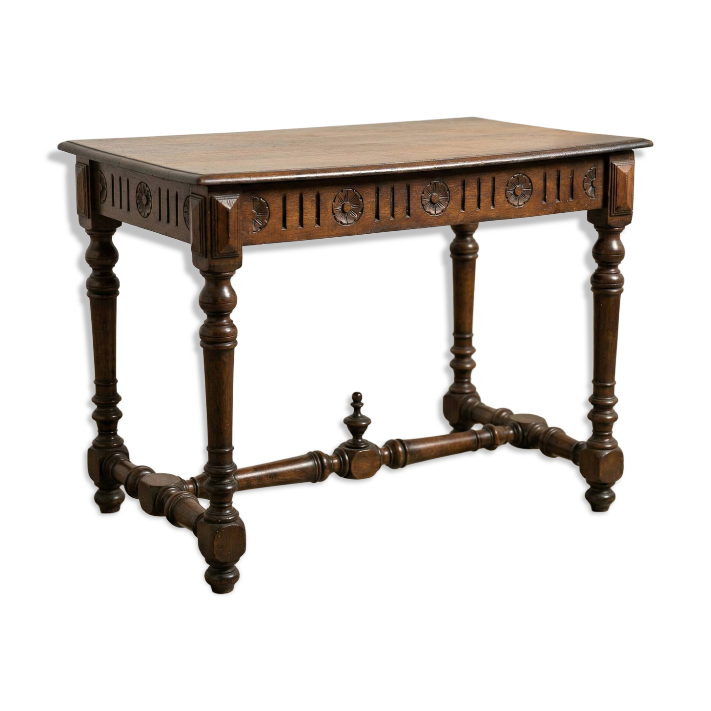 Louis XIII style exchange table in carved solid wood.