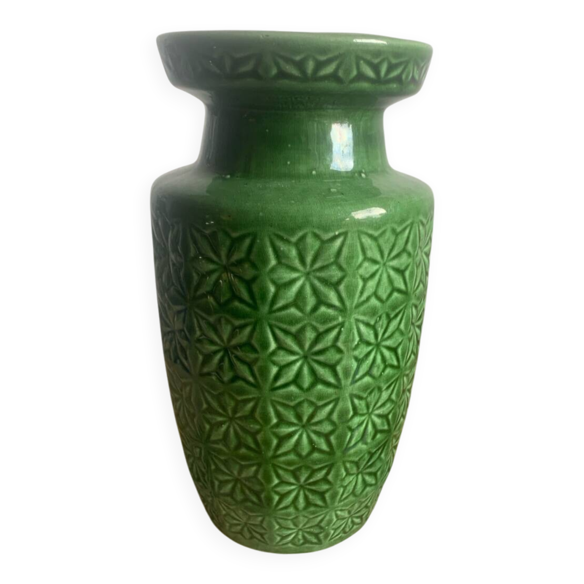 Vase W. Germany model 261-24 in green ceramic, 1960s-70s.