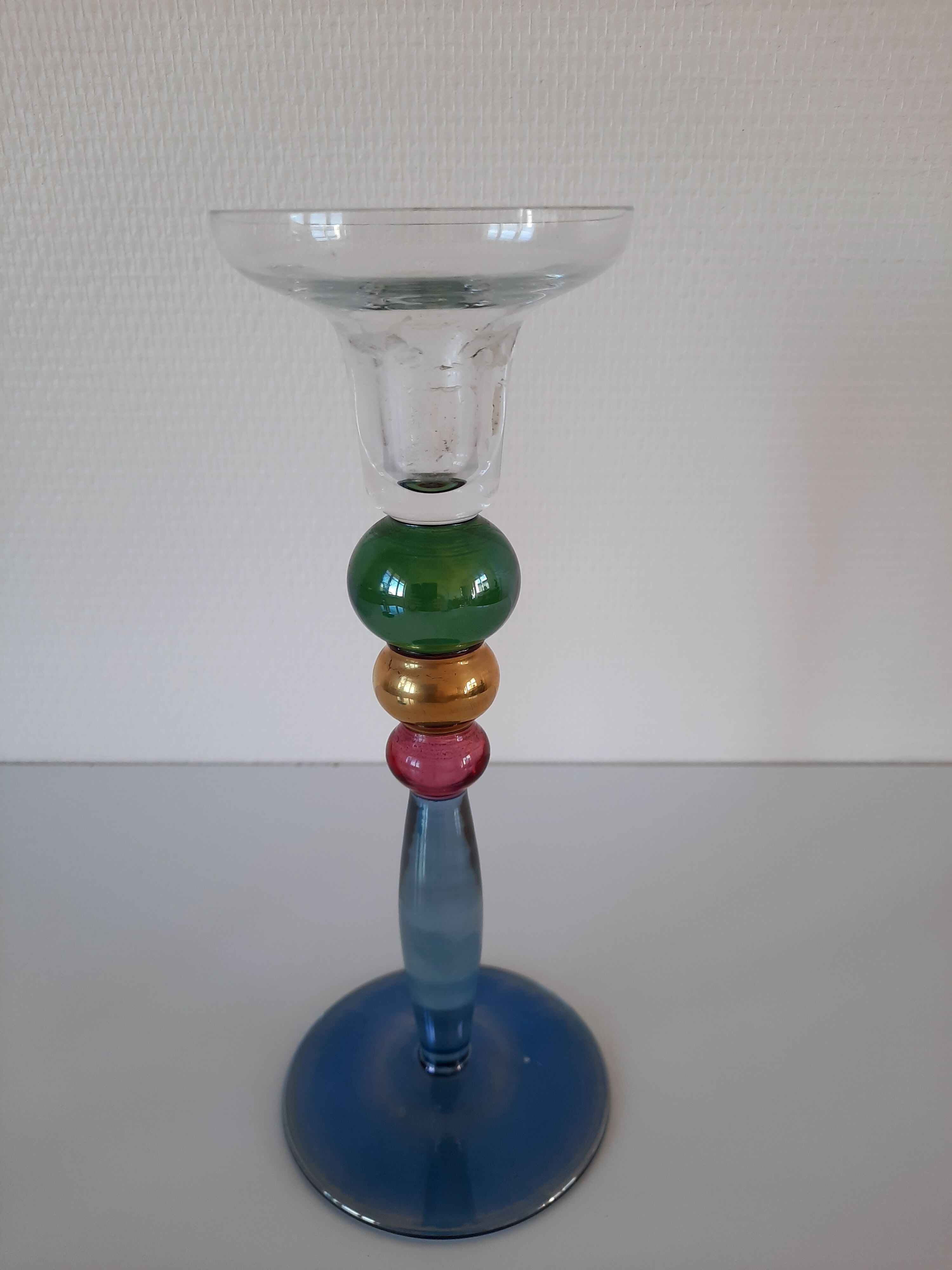 Pair of multicolored glass candlesticks 70-80