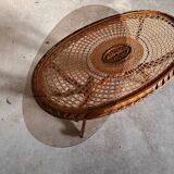 Table basse en bois et cannage