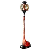 'bird' floor lamp by aldo tura, red goatskin parchment, ca 1950