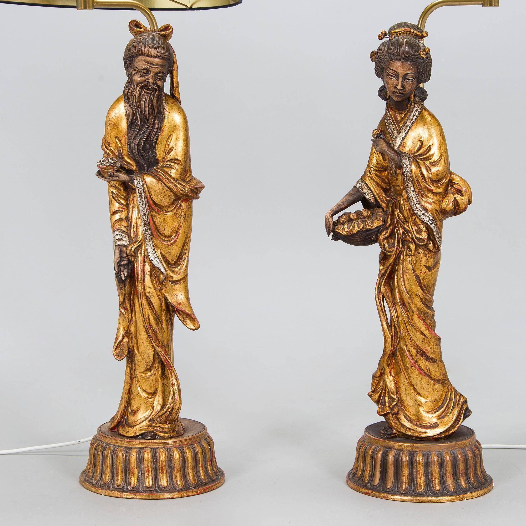 Pair of gold table lamps in the style of William Billy Haines, United States, 1950s.