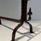 Important Pair of Gothic Wrought Iron Andirons with Fleur-de-Lis