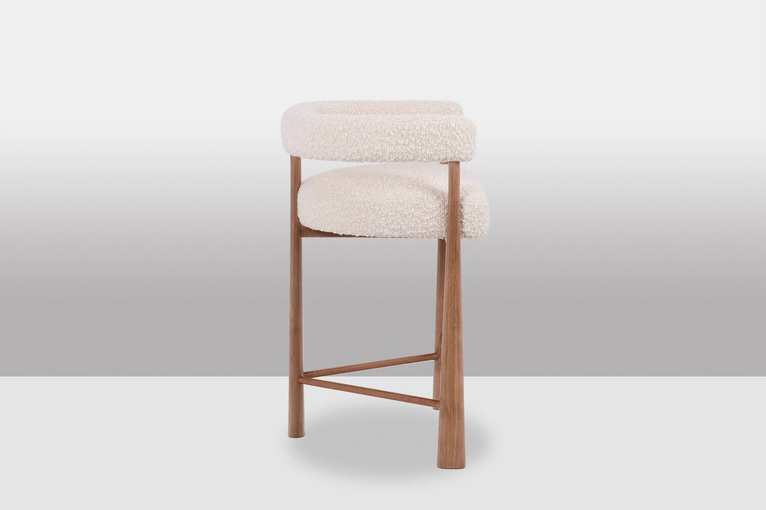 Pair of blond beech bar stools. Contemporary work.