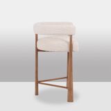 Pair of blond beech bar stools. Contemporary work.