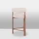 Pair of blond beech bar stools. Contemporary work.