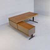 70s executive writing desk with side cabinet