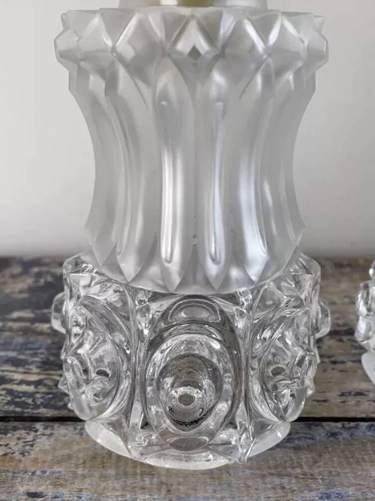 Pair of vintage gold and chiseled glass wall lights