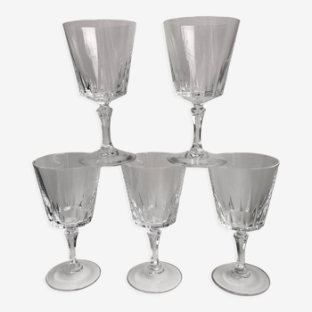 lot de 5 verres à vin en cristal années 50-60