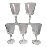 lot de 5 verres à vin en cristal années 50-60