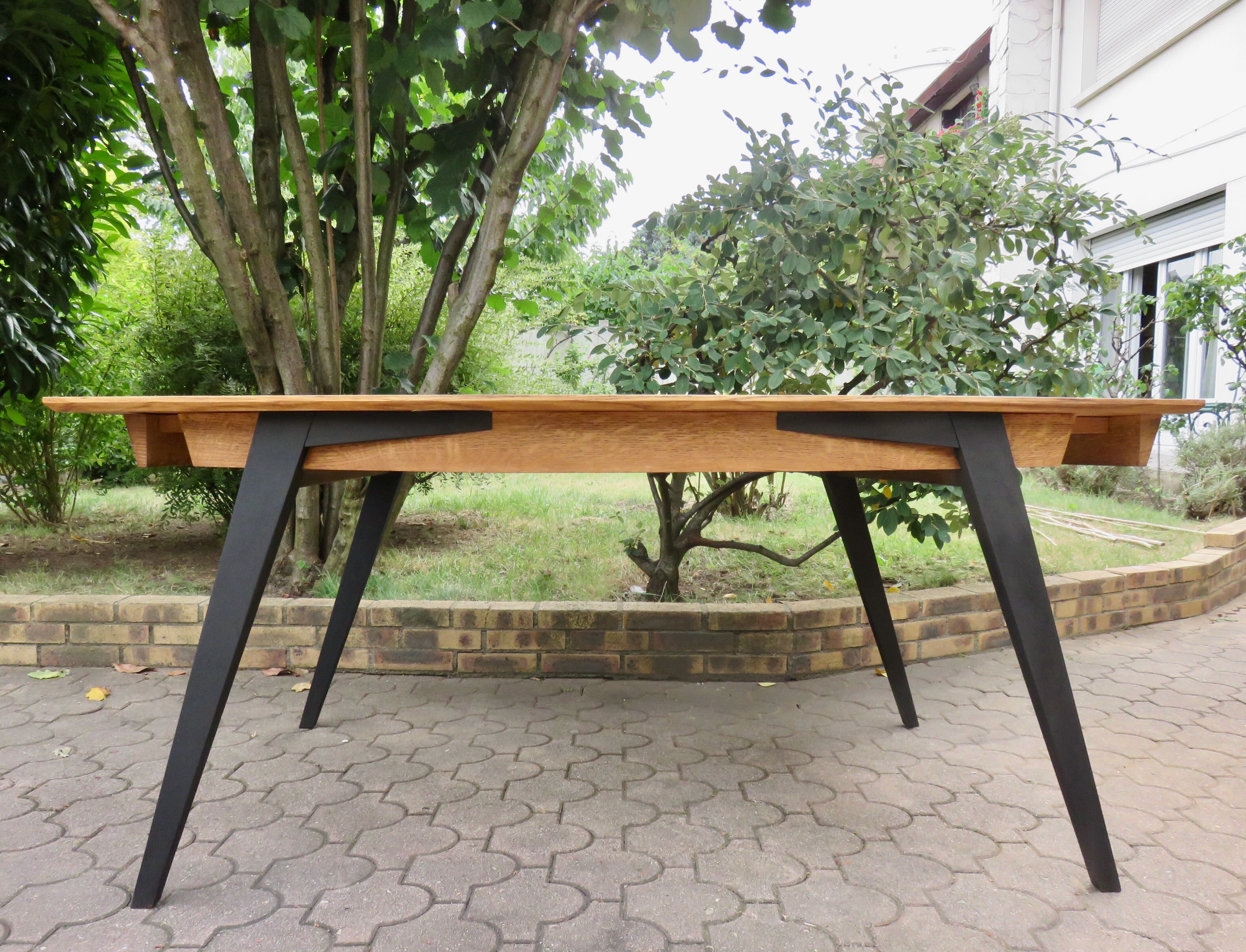 Large table with compass legs. Italian design 1960