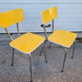 4 chairs formica pop yellow 1970