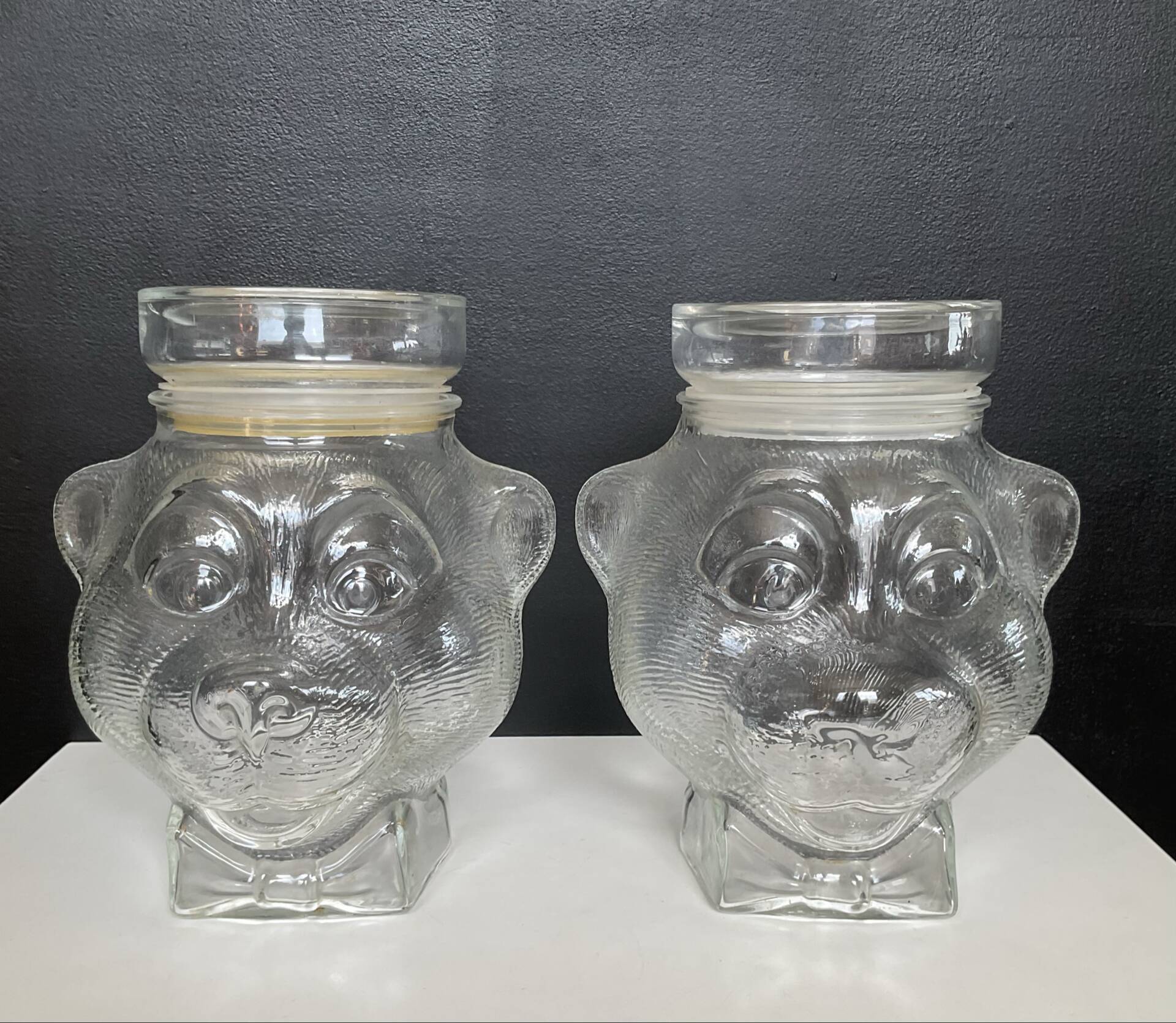 Pair of vintage jars candy jar bear head