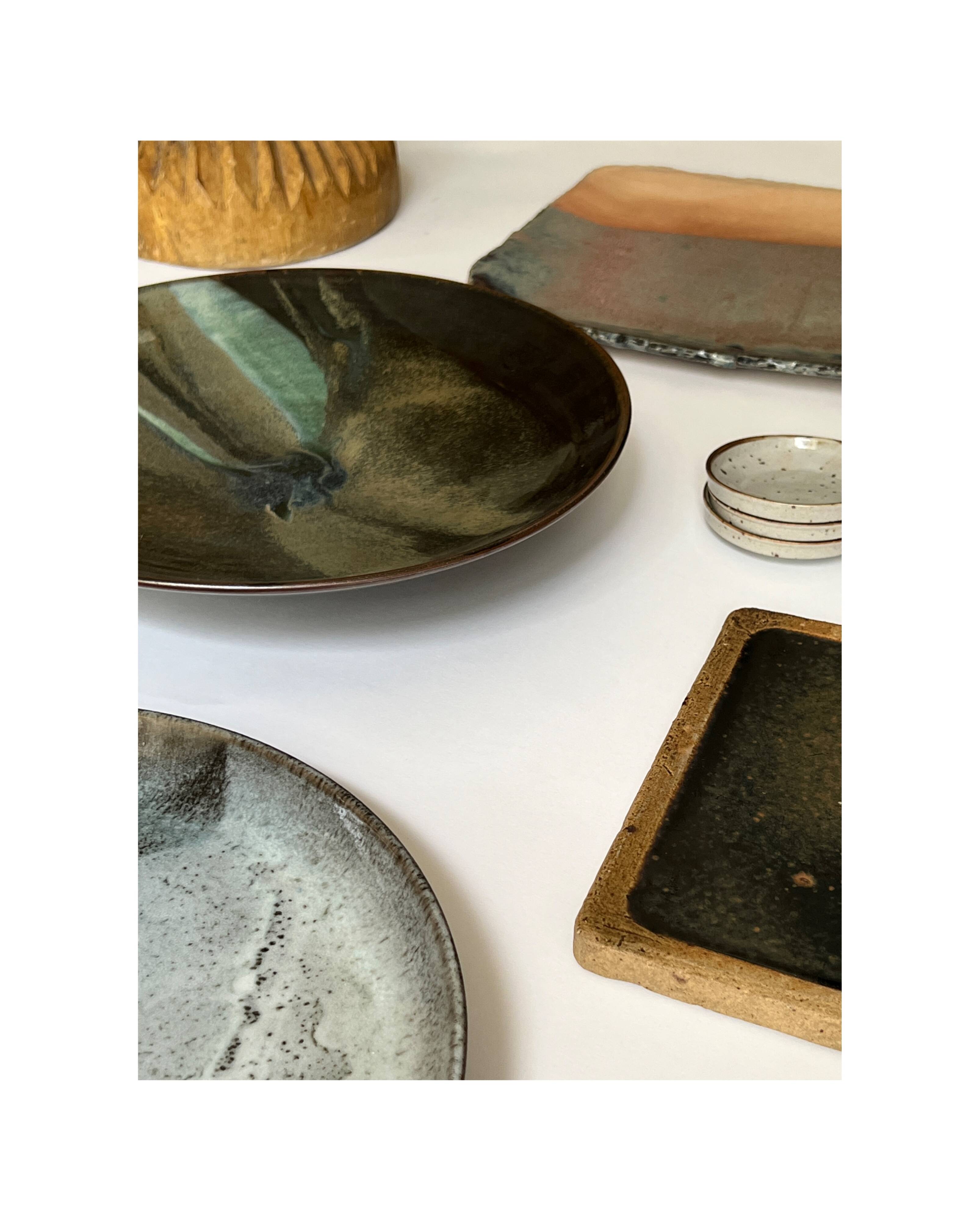 Large enamelled ceramic dish/tray signed P&M Walter 1970