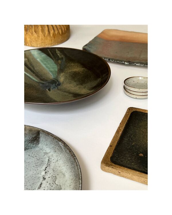 Grand vide poche / plat en céramique émaillée et signée P&M Walter 1970