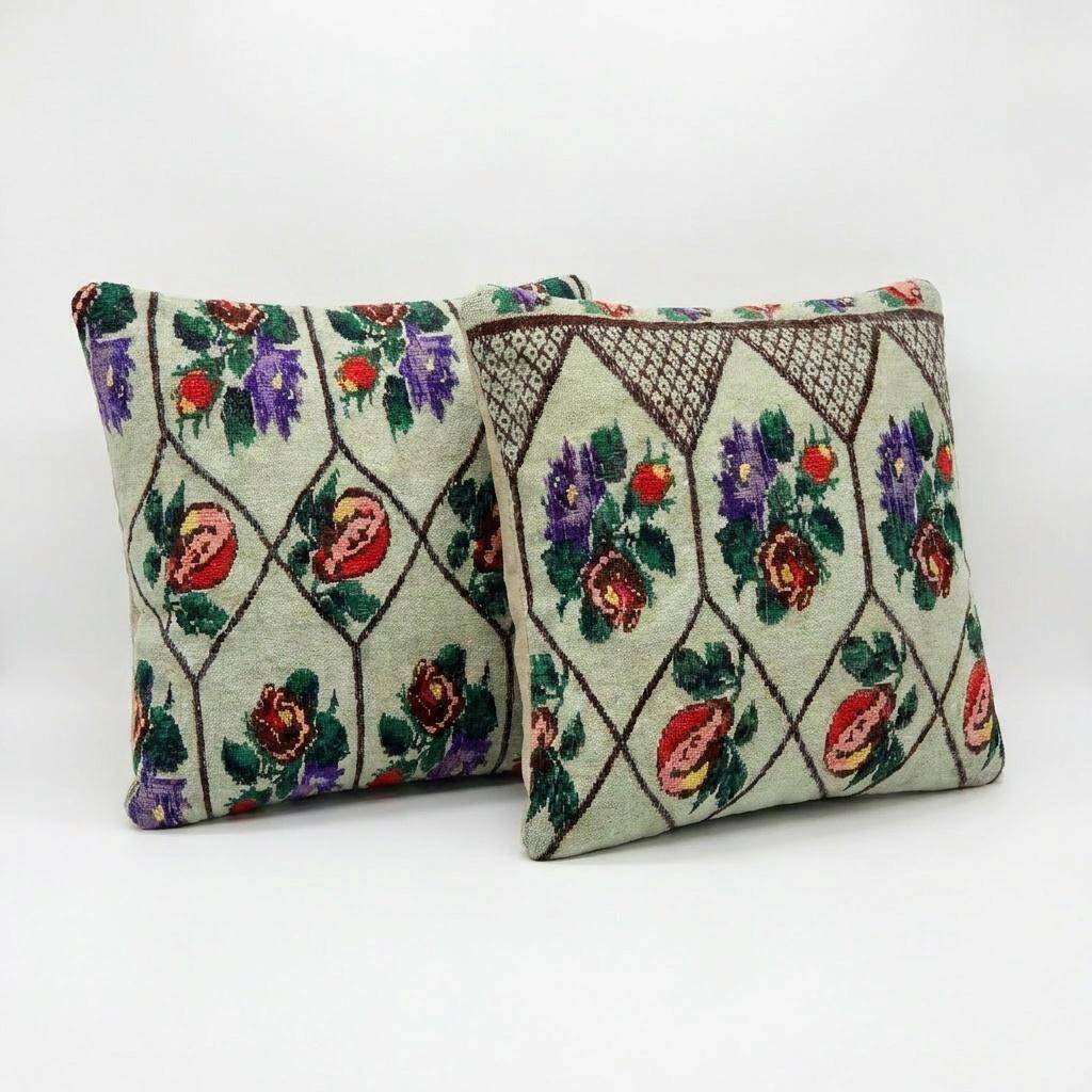Set of 2 vintage kilim cushion covers 51x51 cm