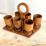 Set of wooden eggcups 60's
