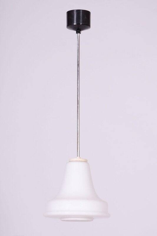 Mid-Century Chandelier in Chrome, Blackened Steel, and Glass, Czech, 1960s