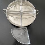 Chrome metal servant and glass for aperitif