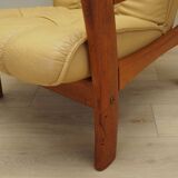 Fauteuil en cuir jaune, design danois, années 1960, production : Danemark