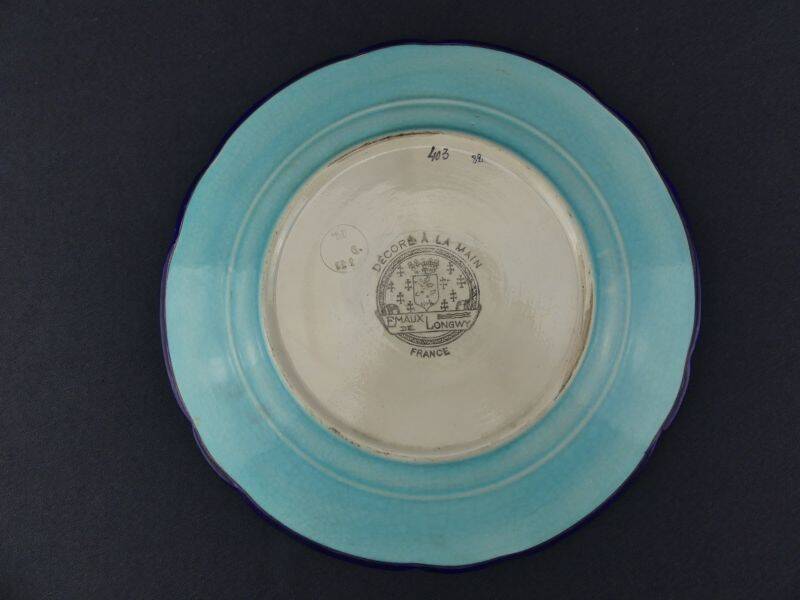 Decorative plate in Longwy enamels