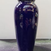 Old Ceramic Vase Enamelled Blue Asian Décor Vintage