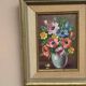 Oil on Canvas Laid on Panel “ Vase” by Sascher, Vintage & Framed 22×27cm