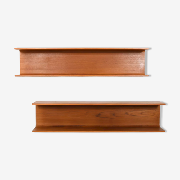 Pair teak wall shelves by Pedersen and Hansen 1960s