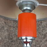 Designer lamp from the 70s in chrome metal and orange lacquered wood