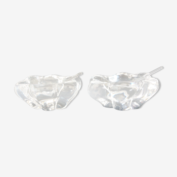 Salière and pepper pair with spoons, Daum crystal