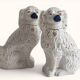 Pair of King Charles Spaniel dogs in Staffordshire majolica style.