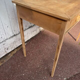 Vintage wooden desk with two drawers.