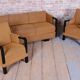 Czech Art Deco Sofas and Lounge Chairs in Beech and Oak attributed to Jindrich Halabala for Up Závody, 1930s, Set of 3