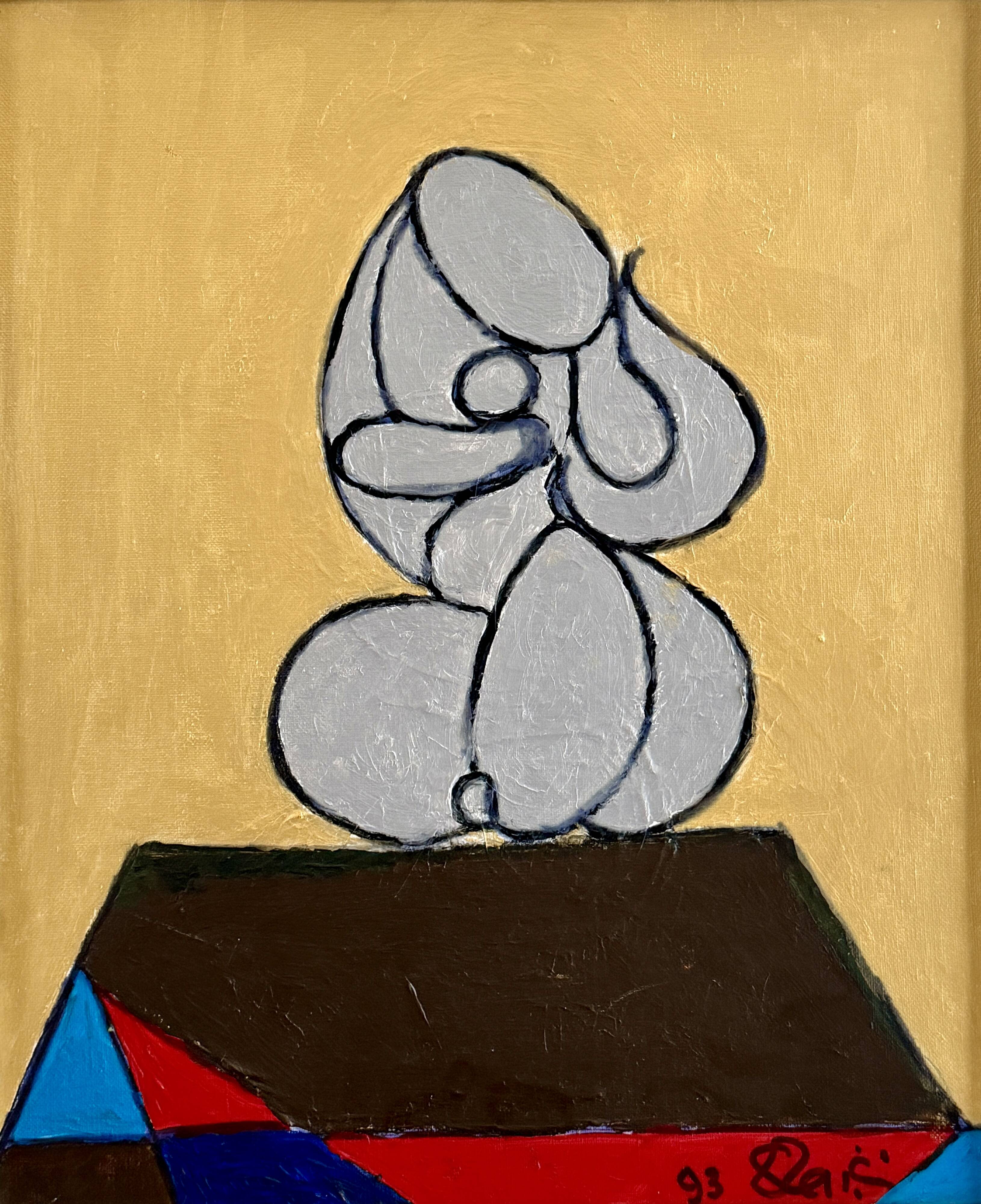 Serge reggiani, acrylic on canvas "maternity" signed (1922 - 2004)