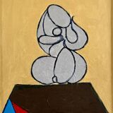 Serge reggiani, acrylic on canvas "maternity" signed (1922 - 2004)