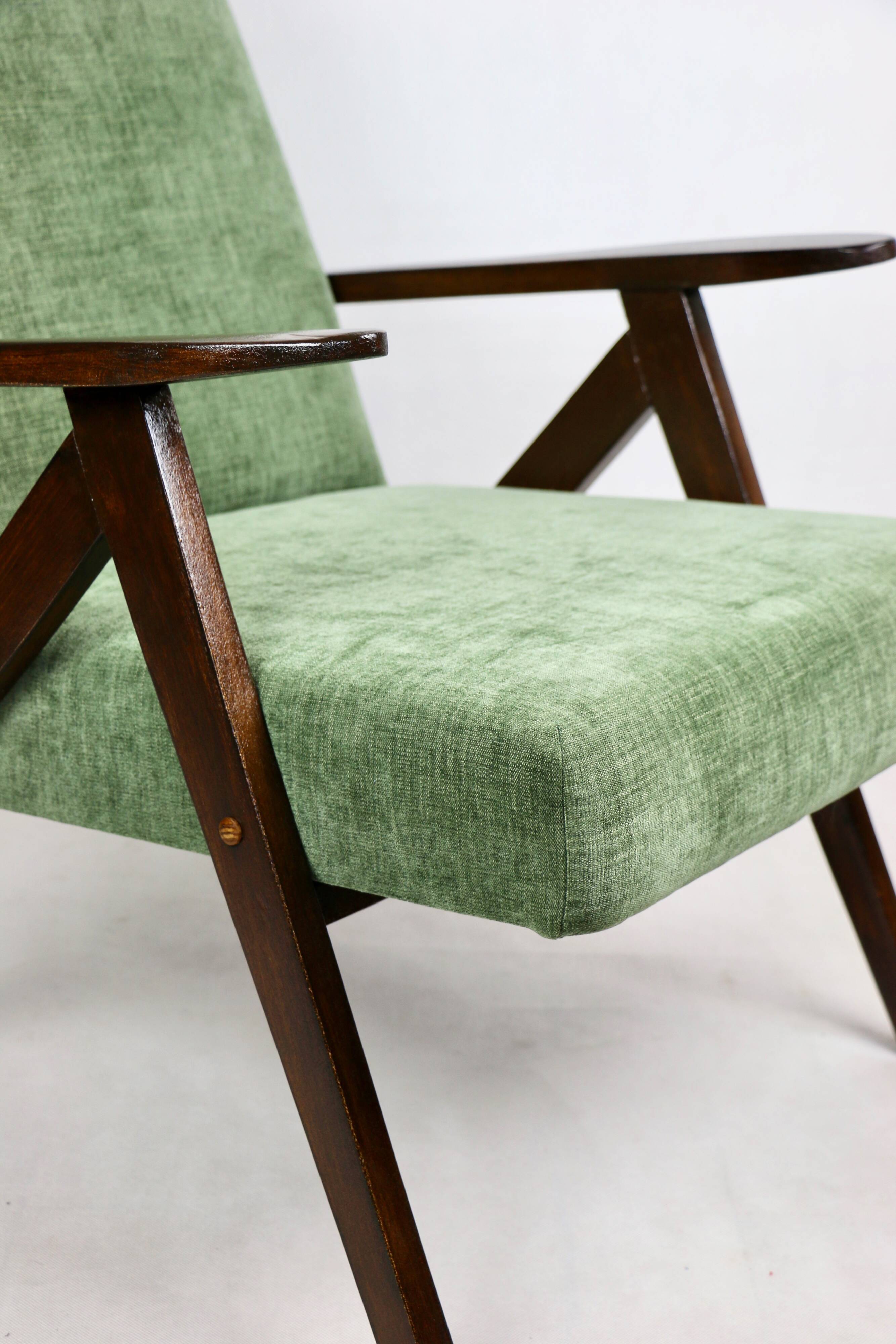 Fauteuil vintage vert olive modèle B-310, années 1970