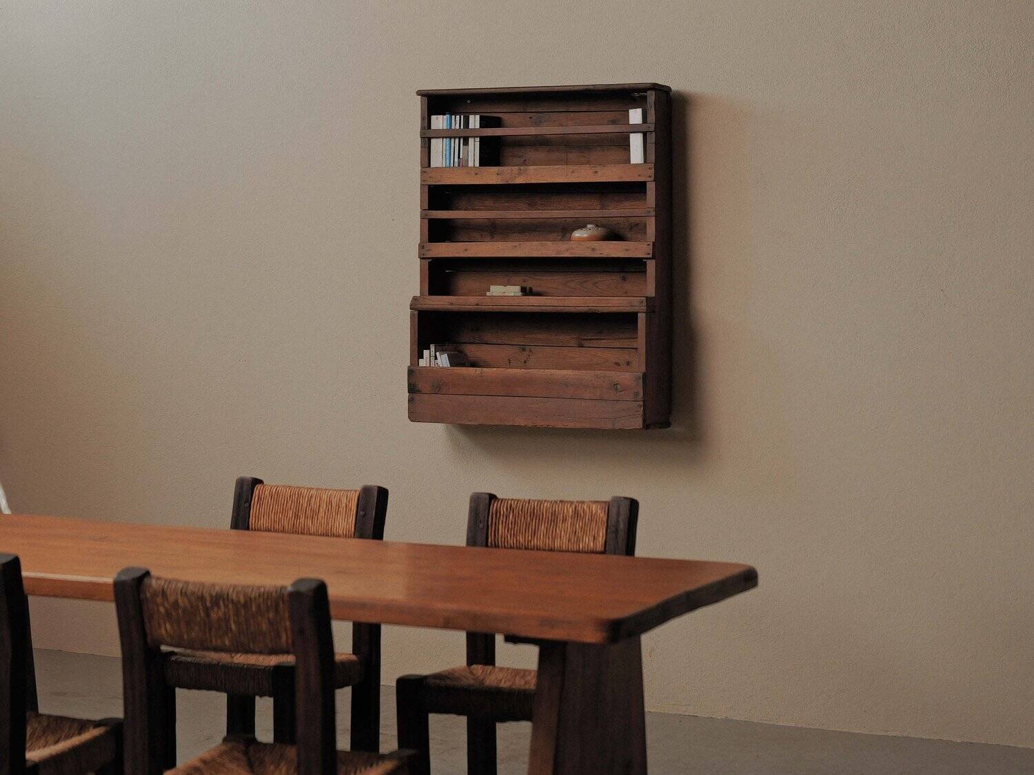 Antique solid wood wall shelf, France, 19th century
